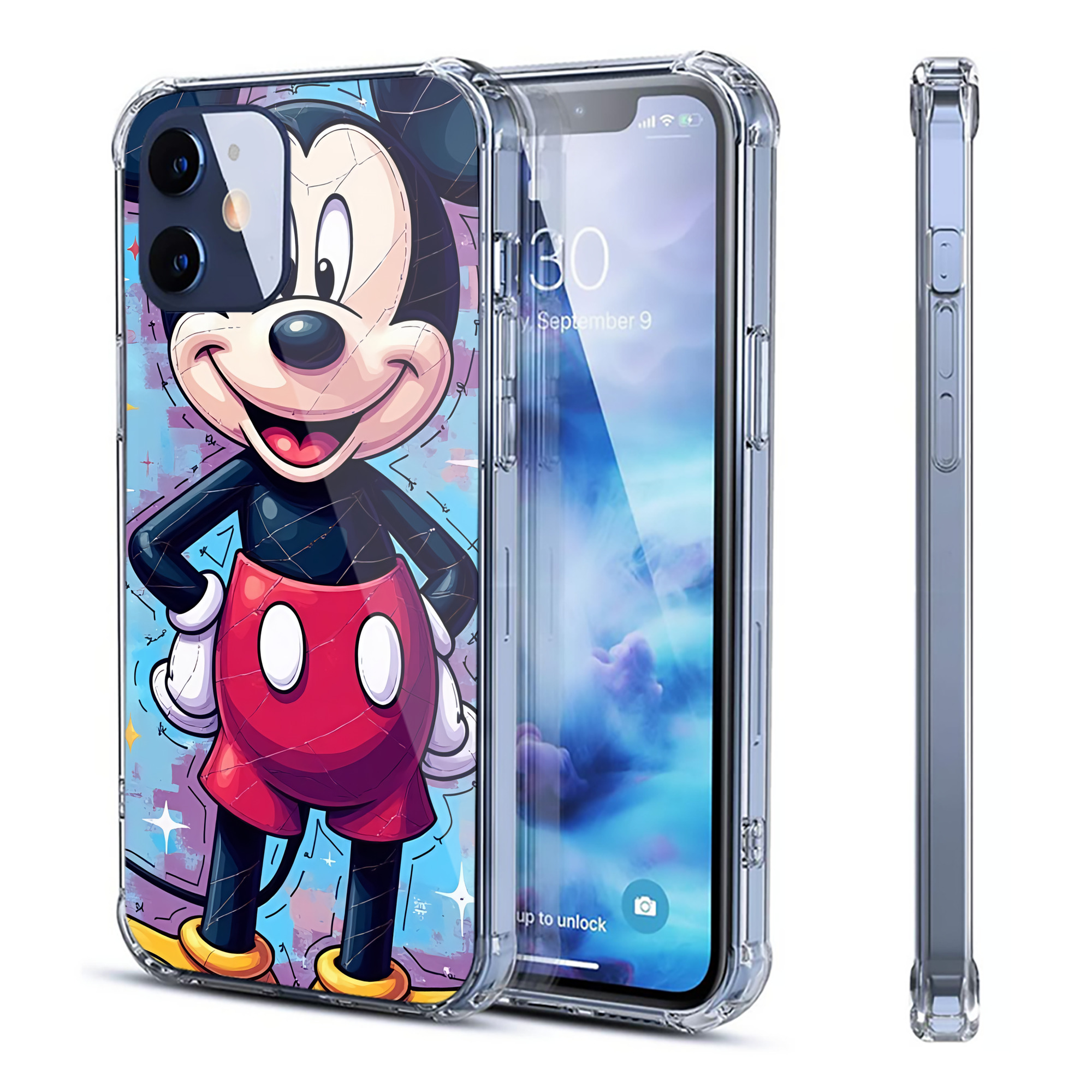 （画像用） ミッキーマウス Mickey Mouse 【iPhone 12シリーズ対応】透明スマホケース（クリアソフトケース）